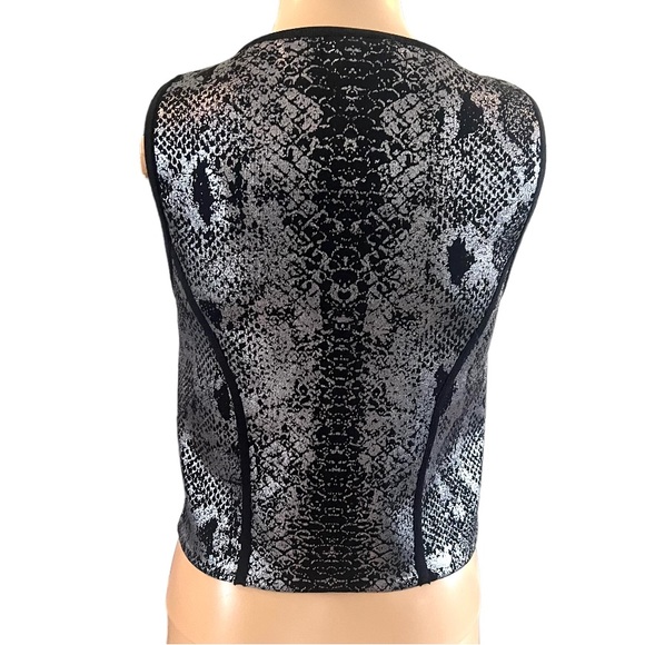 Guess Snakeskin Vest Animal Print Zip Up Metallic - Picture 2 of 5